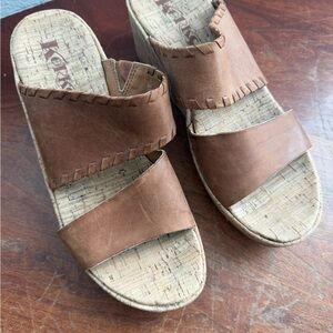 Kork-Ease Brown Leather Wedge Sandals